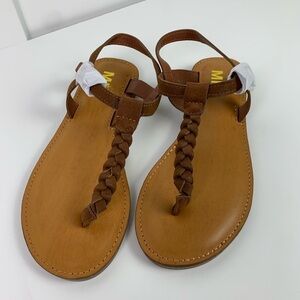 NEW Mia Girls Size 4 ANNAE Brown Leather Braided Sandal Shoe